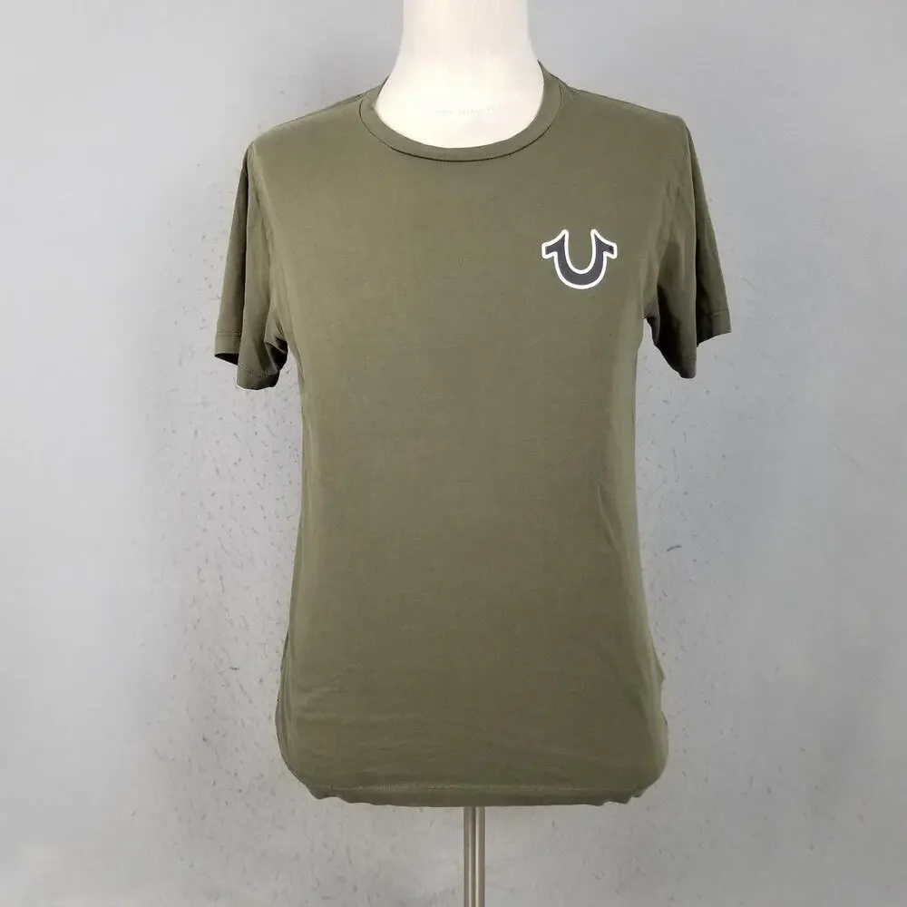 True Religion Shirt Mens Medium‎ Green Buddha Guitar Graphic Tee Logo Casual